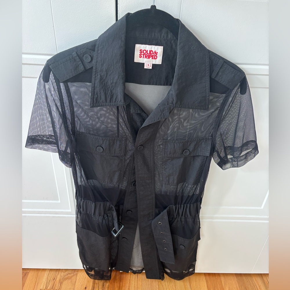 SOLID & STRIPED Sheer Black Shirt top/coverup